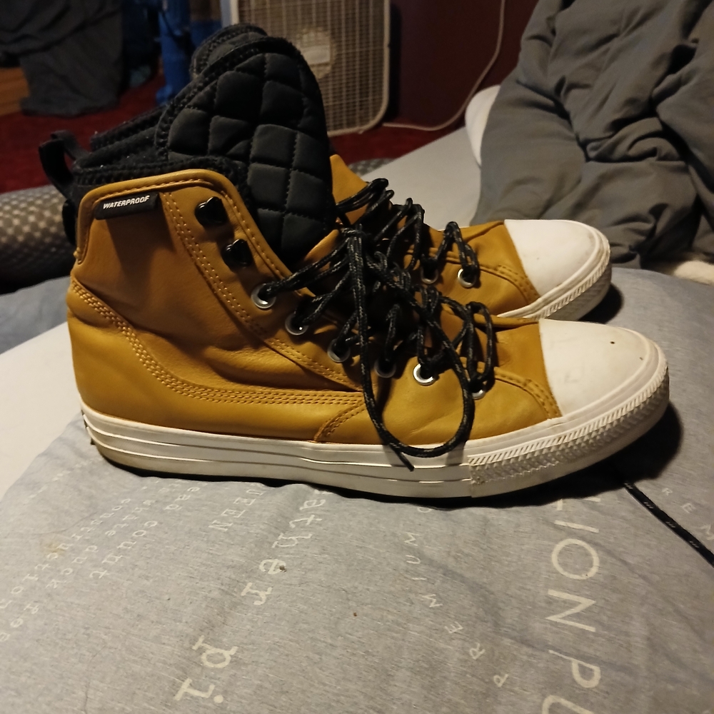Converse High-Top Sneakers in Tan and Black